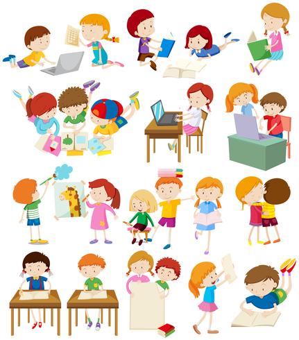 Children doing activities at school - Download Free Vector Art, Stock Graphics & Images