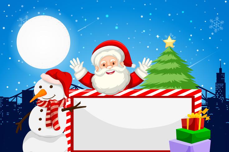 Santa and holiday themed blank frame vector
