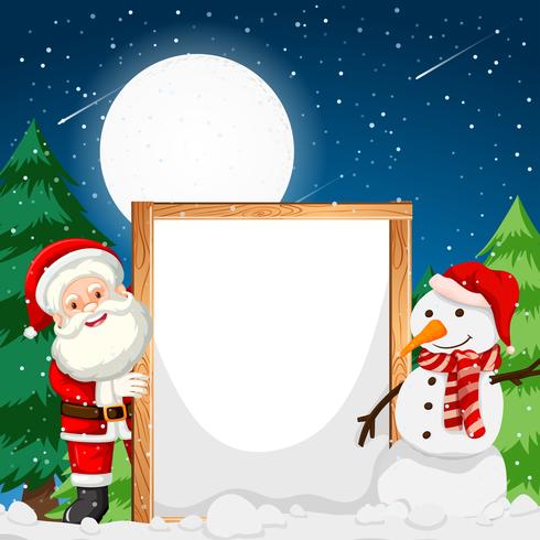 Frame with santa and snowman vector