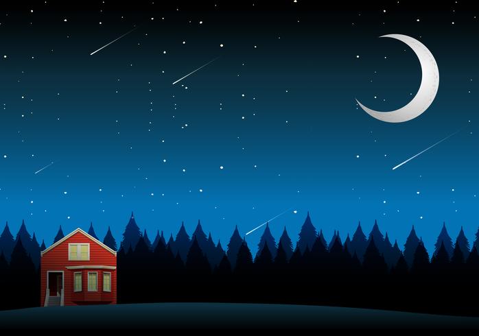 A rural house landscape at night - Download Free Vector Art, Stock Graphics & Images