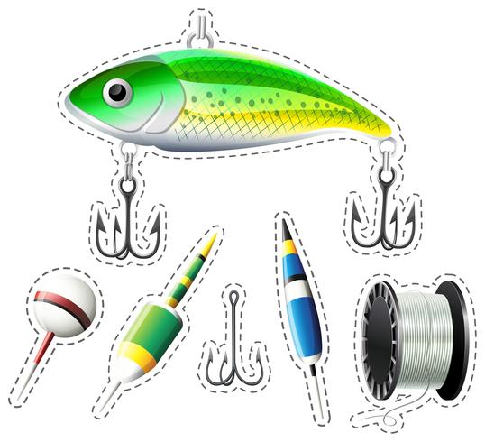 Fishing equipment with hooks and floats vector