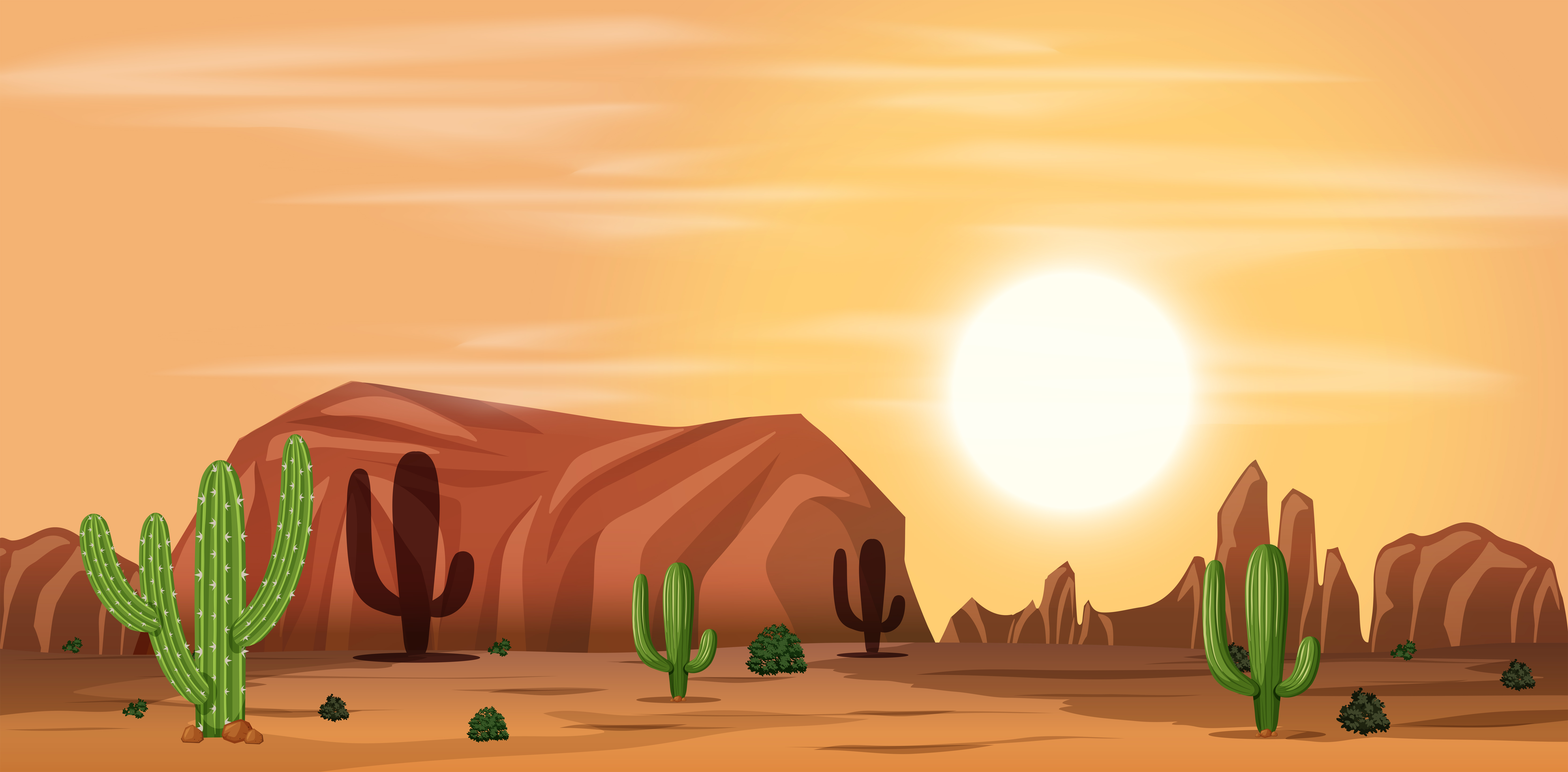 A hot desert landscape 293933 Vector Art at Vecteezy