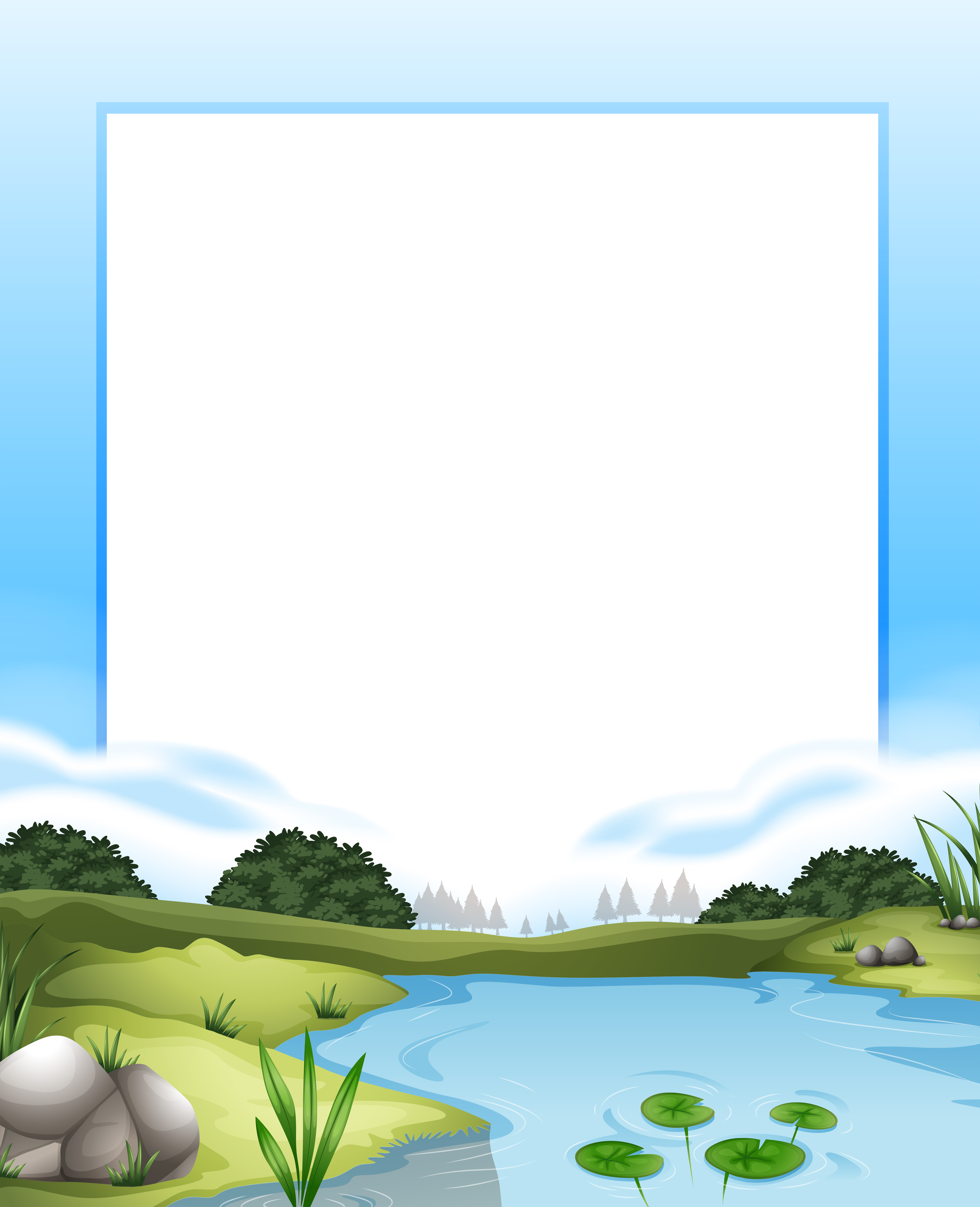 Border with river scene background 293940 Vector Art at Vecteezy