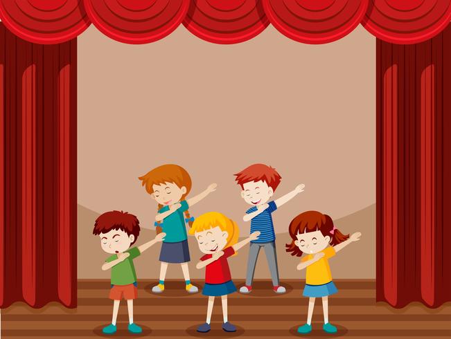 Group of children dancing vector