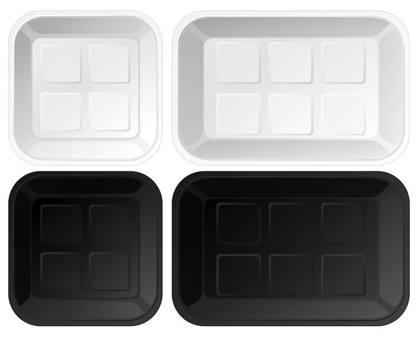 Set of empty plastic trays vector