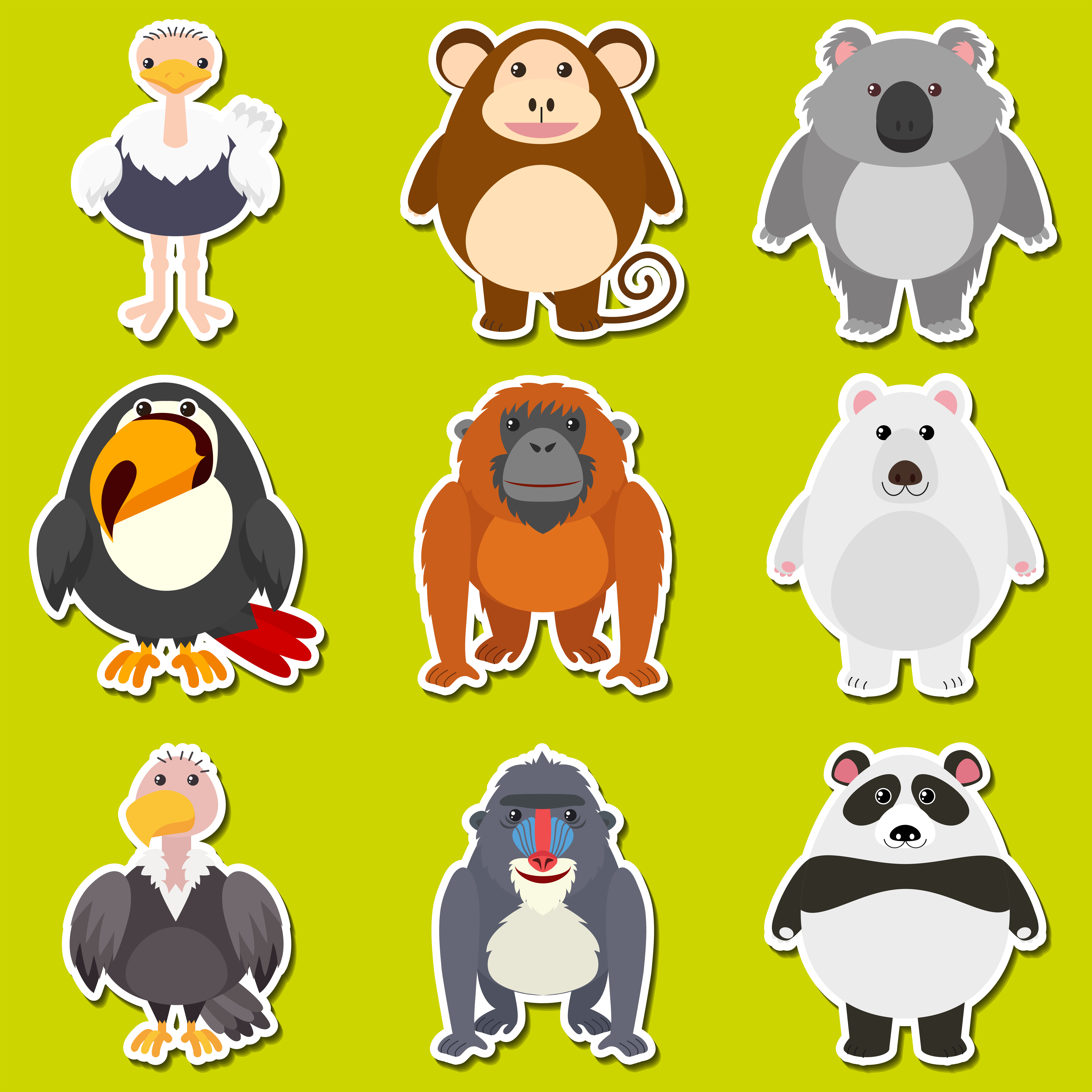 Sticker design for cute animals  294026 Vector Art at Vecteezy 