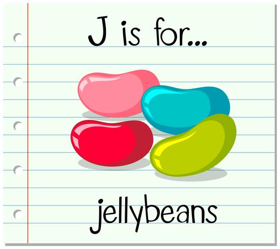 Flashcard letter J is for jellybeans vector