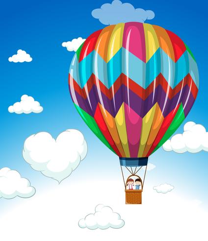 Colorful balloon flying in blue sky vector