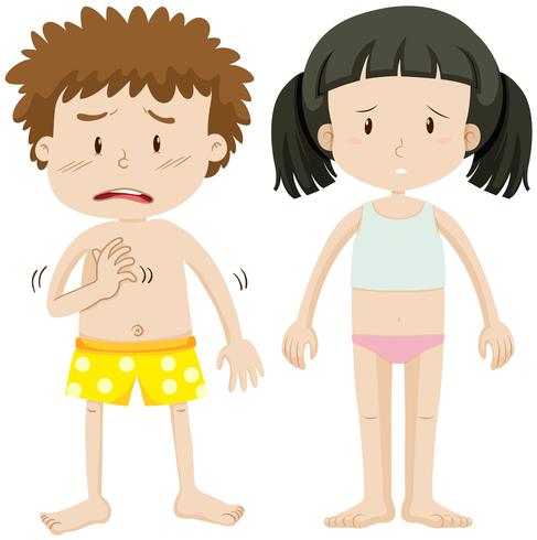 Unhappy Boy and Girl on White Background vector