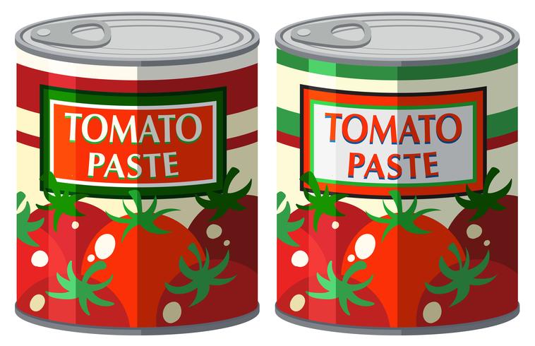 Pasta de tomate en lata de aluminio vector