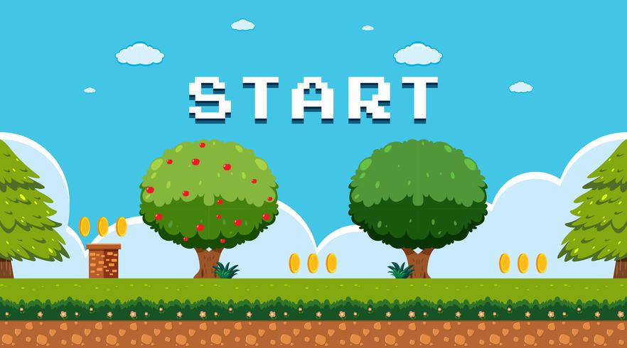 Game Template in Garden Scene vector