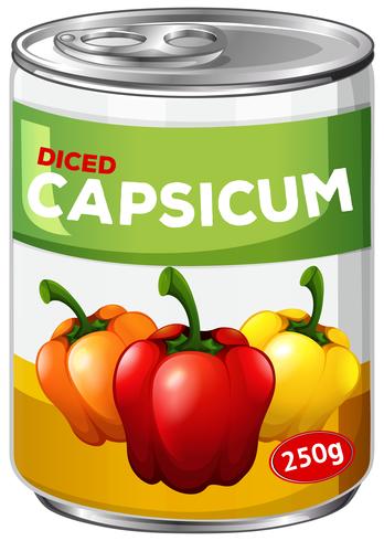 A tin of diced capsicum vector
