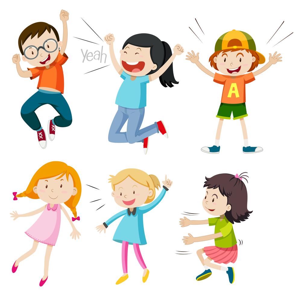 A Set of Active Kids on White Background 294127 Vector Art at Vecteezy