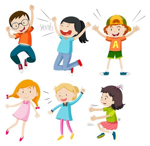 A Set of Active Kids on White Background vector