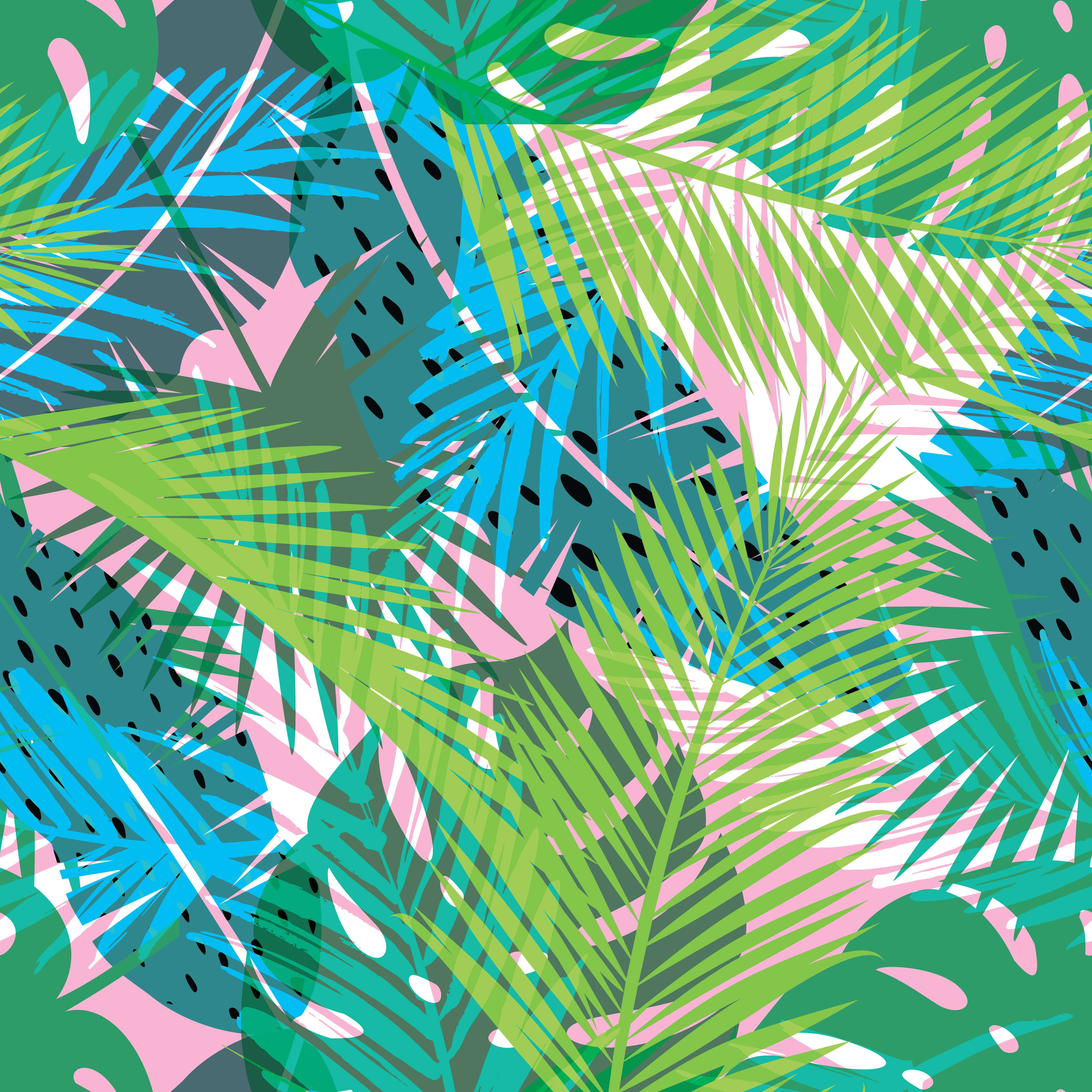 Tropical summer print with palm. Seamless pattern 294135 Vector Art at