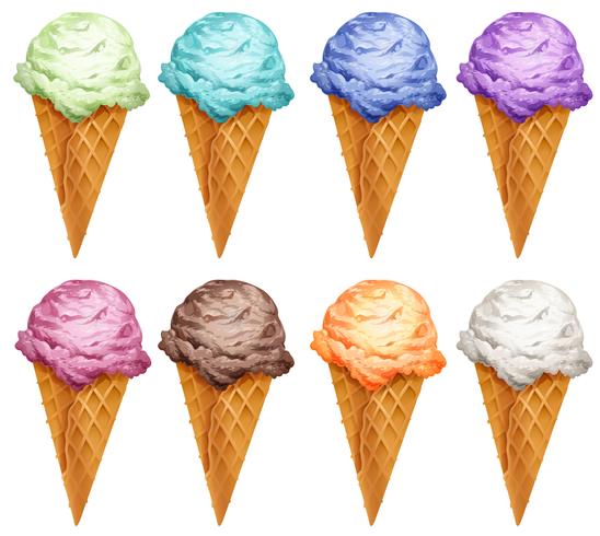 Set of icecream in different flavors vector