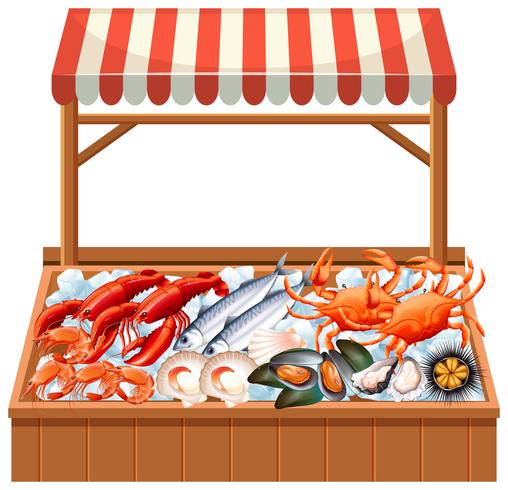 A seafood stall on white background vector