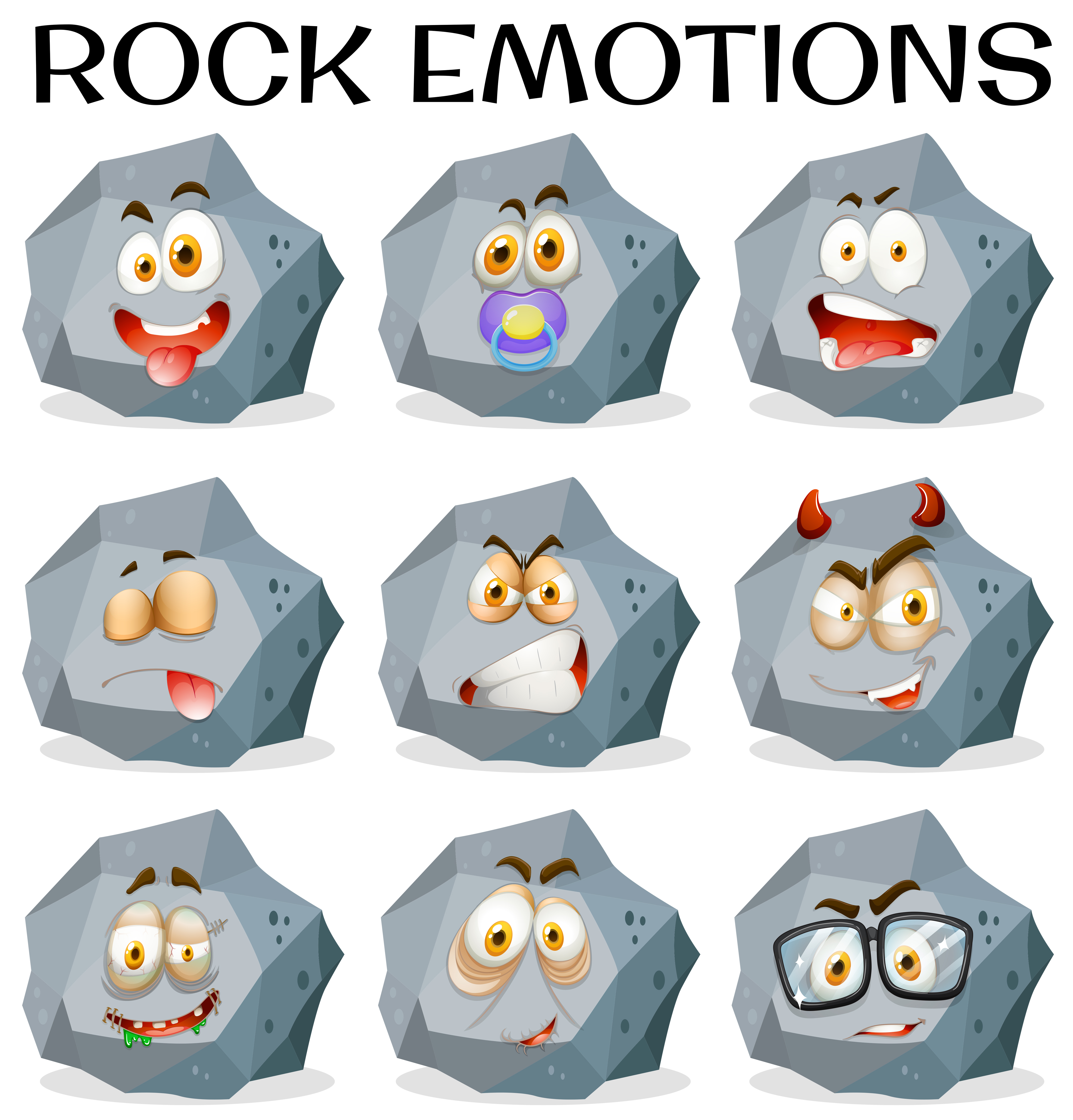Rock with different facial expressions 294197 Vector Art at Vecteezy