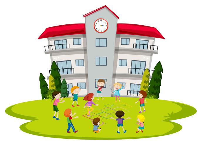 Students playing at school vector