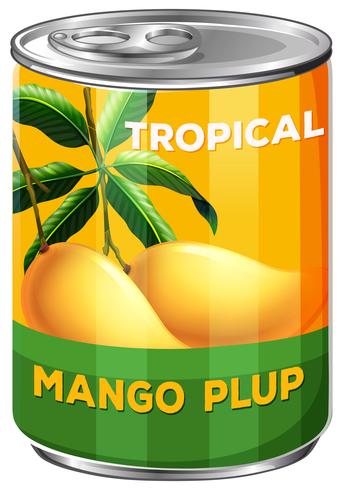 Can of tropical mango pulp vector