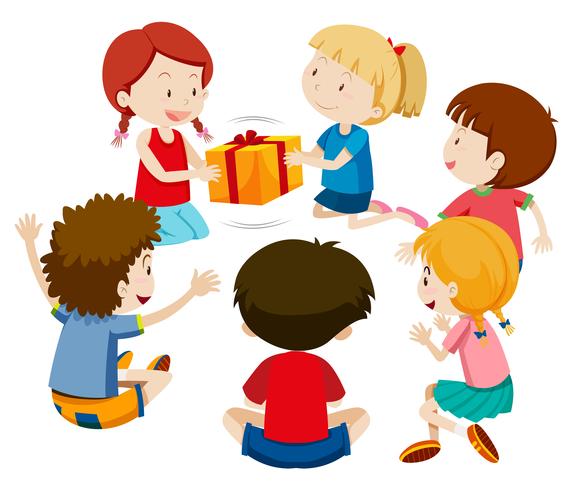 Children play present game vector