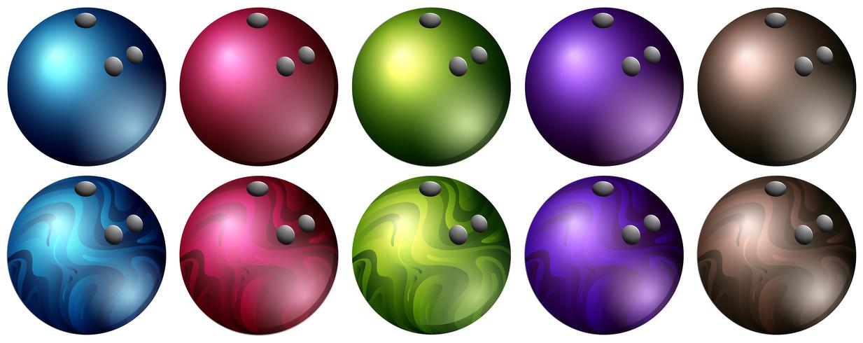 Bolas de bowling en diferentes colores. vector