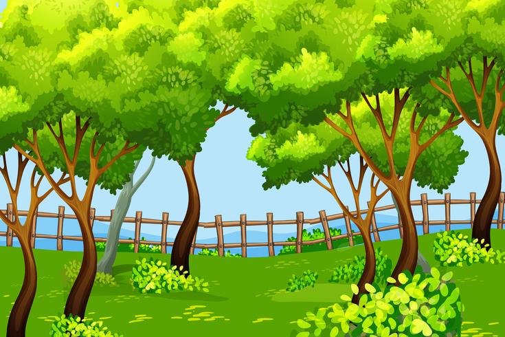 Park scene landscape background vector