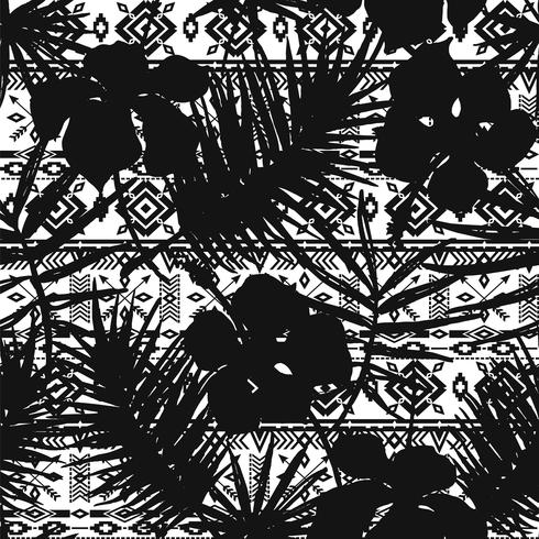 Seamless exotic pattern with tropical plants. vector