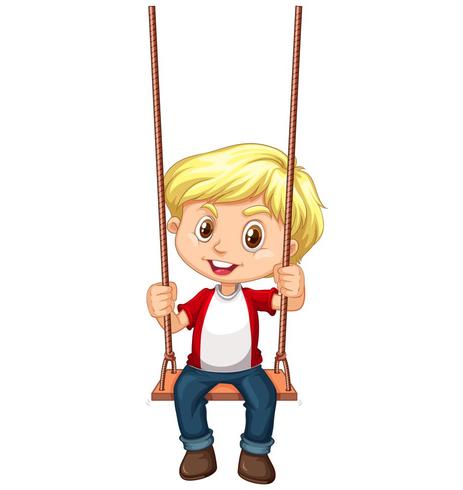 A boy sitting on swing vector