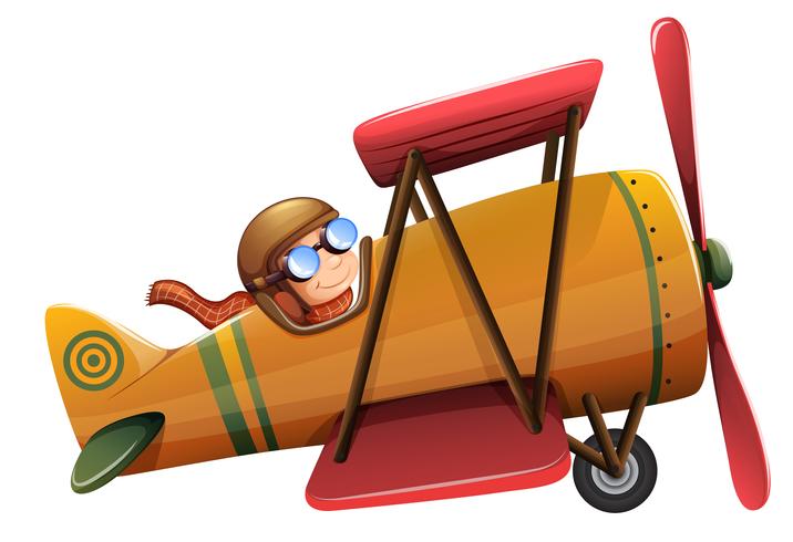 A man ride classic aircraft vector