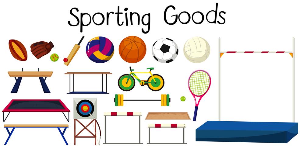 Set of many sport equipments vector