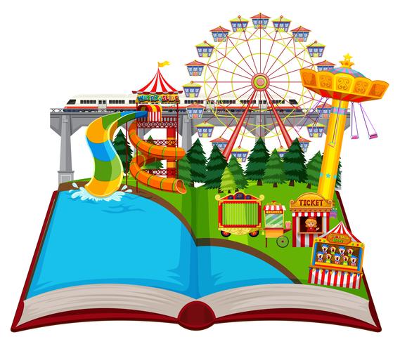 Open book fun park theme vector
