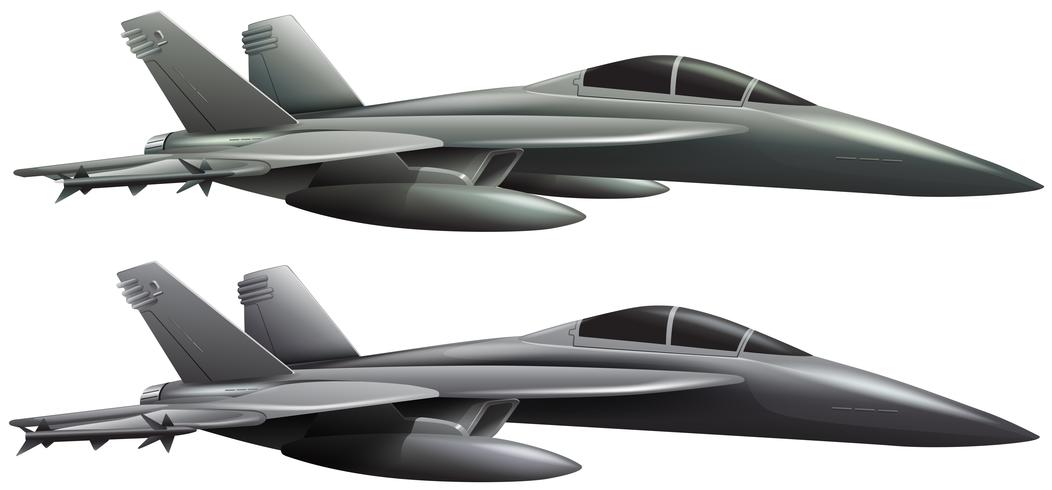 Two jet planes on white background vector