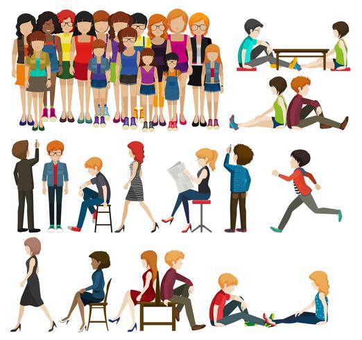 A set of people and activities vector