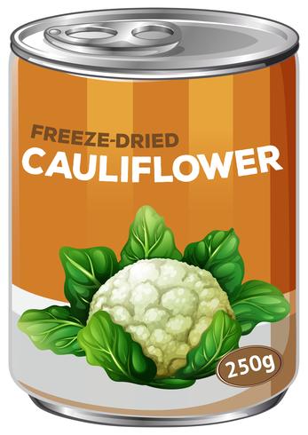 A tin of freeze dried cauliflower vector