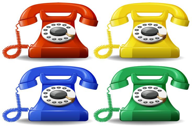 A set of colourful classic telephone vector