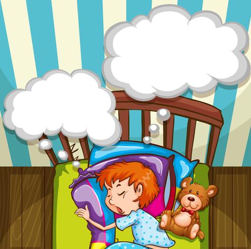 Boy sleeping in bed vector
