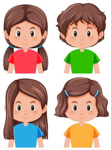 Set of brunette female character vector