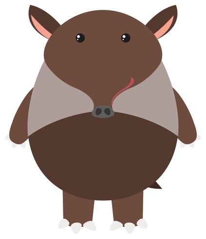 Tapir marrón sobre fondo blanco vector