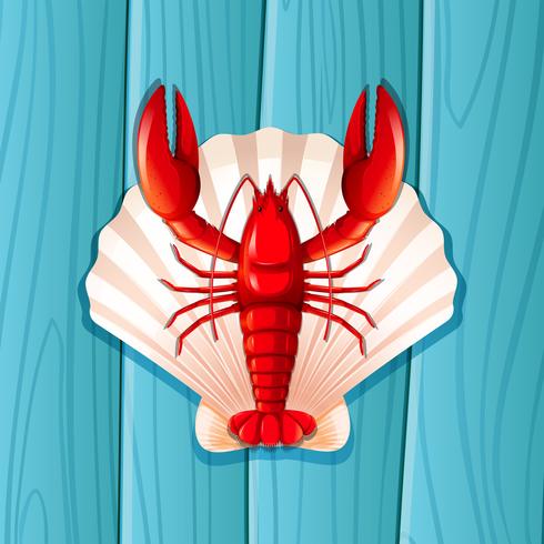 Lopster on the scallop shell vector