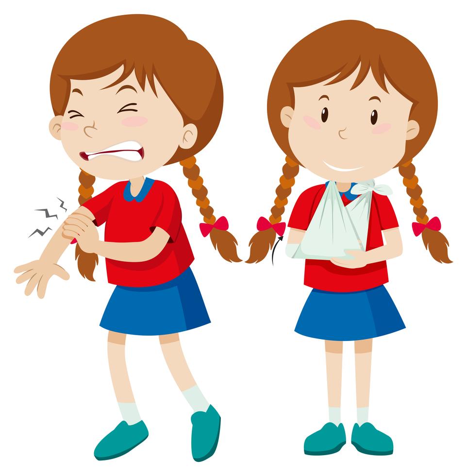 A girl with broken arm 294499 Vector Art at Vecteezy