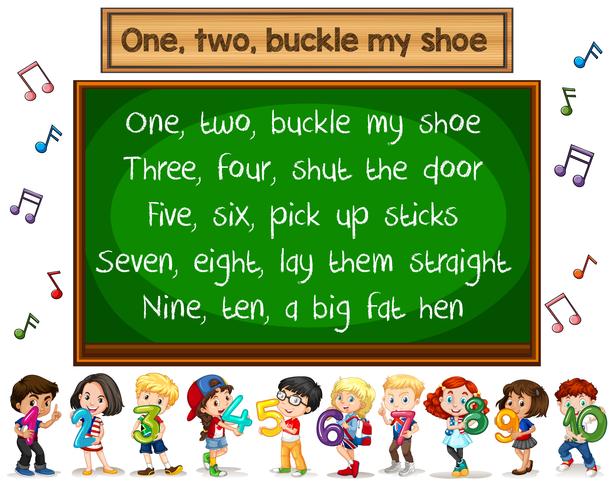 One two buckle my shoe song blackboard concept vector