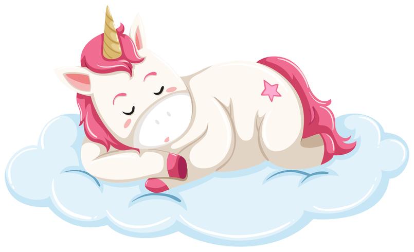 Unicorn sleeping on cloud vector