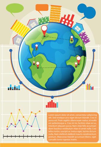 An infographics showing the globe vector