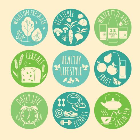 Healthy lifestyle Icons set  vector