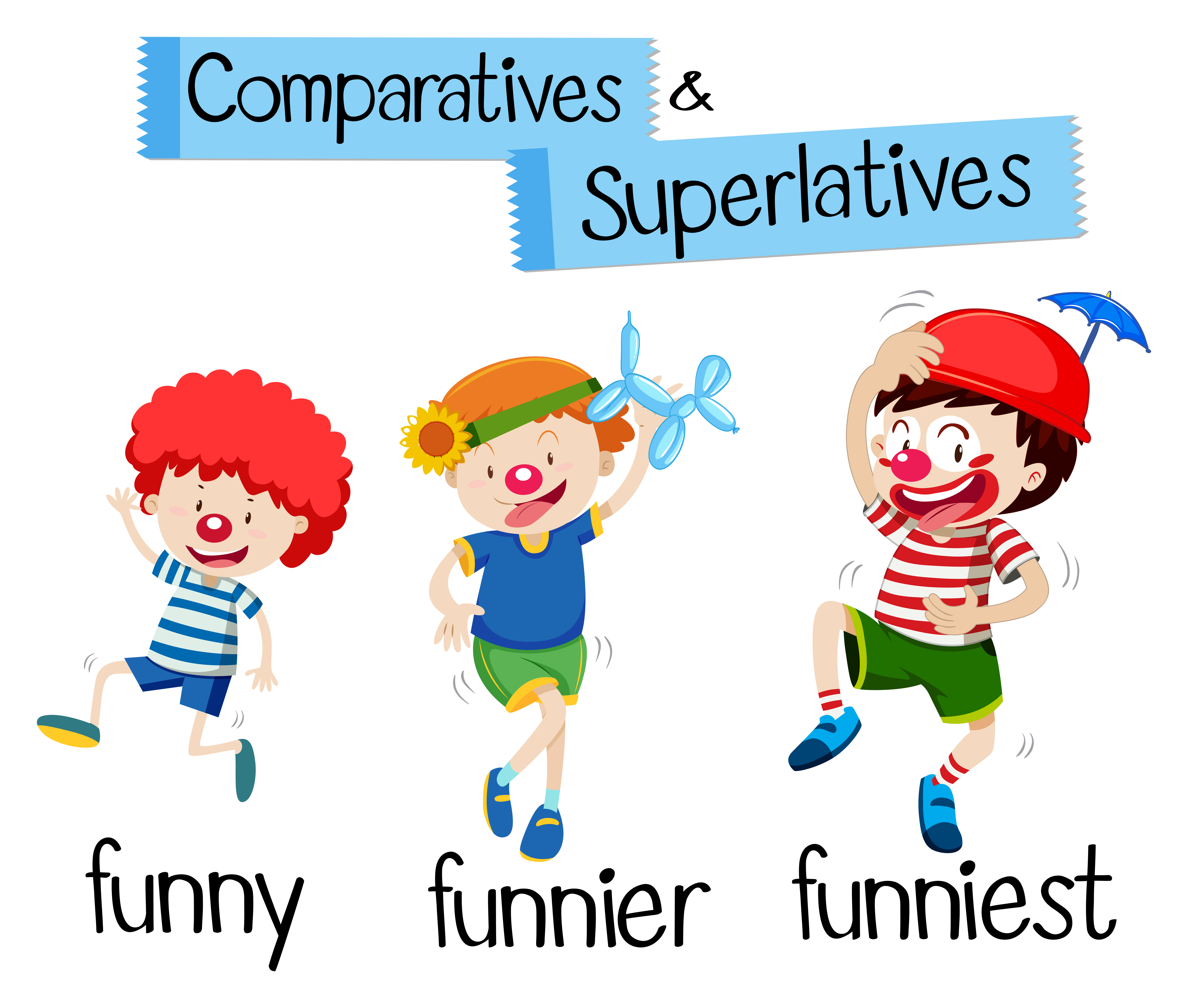 comparatives-and-superlatives-for-word-funny-294537-vector-art-at-vecteezy