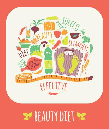 Ilustración del vector de la dieta de la belleza.