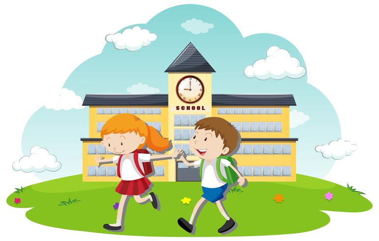 Happy Student going to School vector