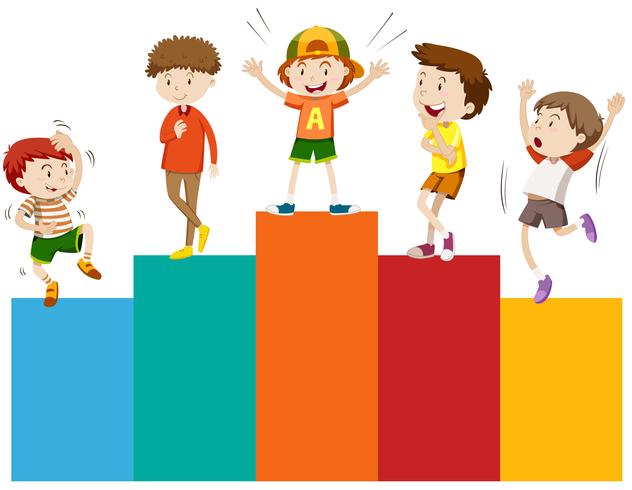 Boys standing on barchart vector