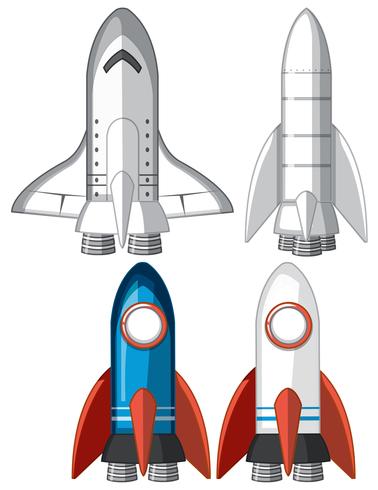 Set of rocket ships vector